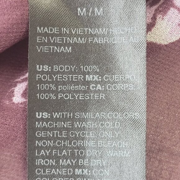 WHITE HOUSE BLACK MARKET BURGUNDY & PINK MULTICOLOR FLORAL RUFFLE BLOUSE size M - Picture 10 of 11